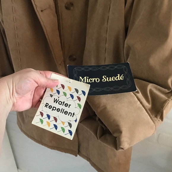 NWT Vintage Tan Micro Suede Native Style Faux Fur Cap Anorak Parka Women Size XL - Picture 2 of 15